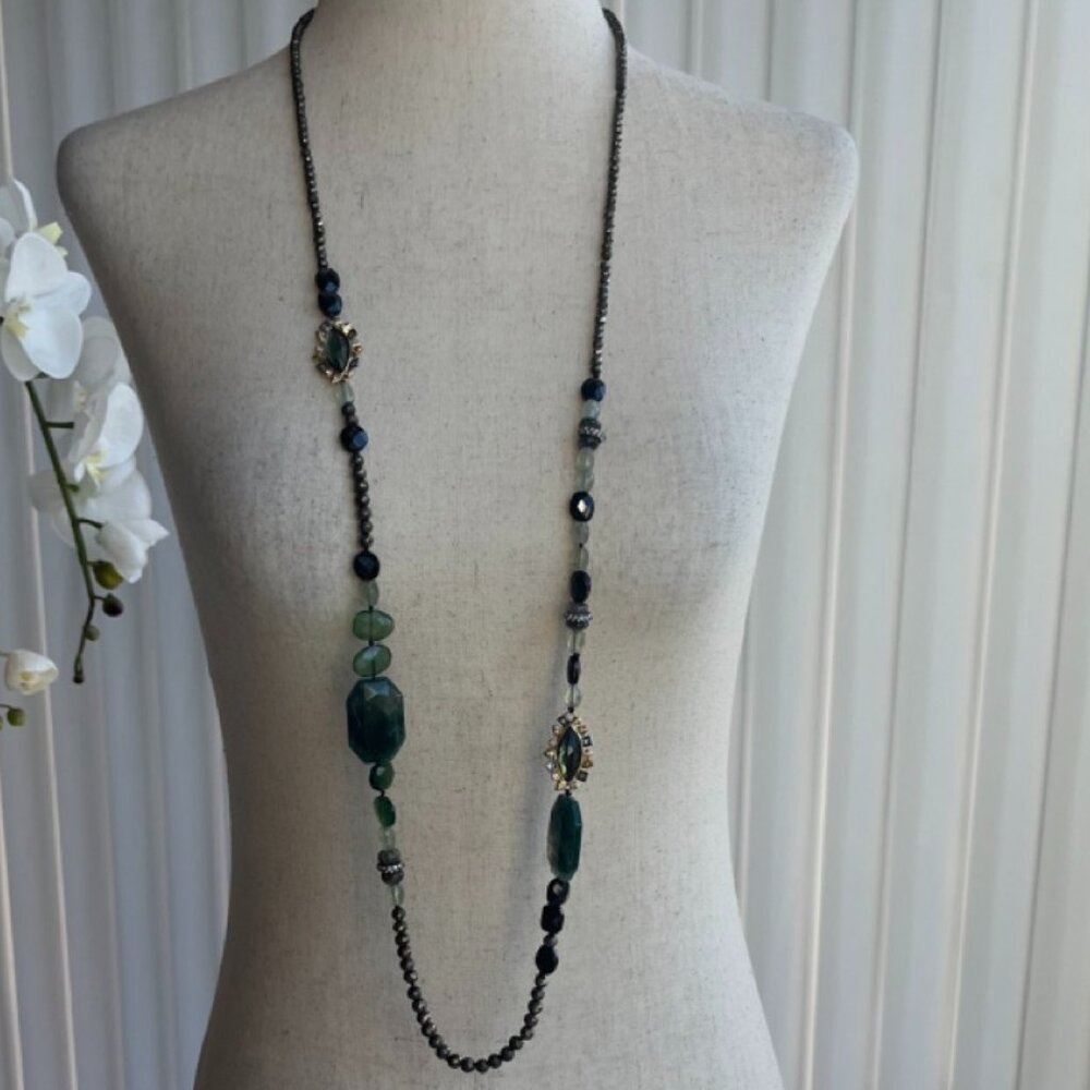 NWT ALEXIS BITTAR 50" Crystal & Stone Station Necklace - Picture 2 of 10